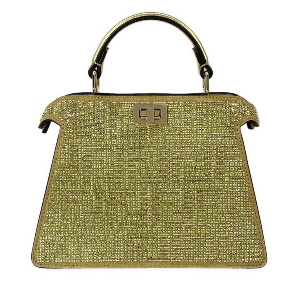 Fendi Peekaboo I See U Petite Handbag 8BN335 Rhinestones Suede Leather